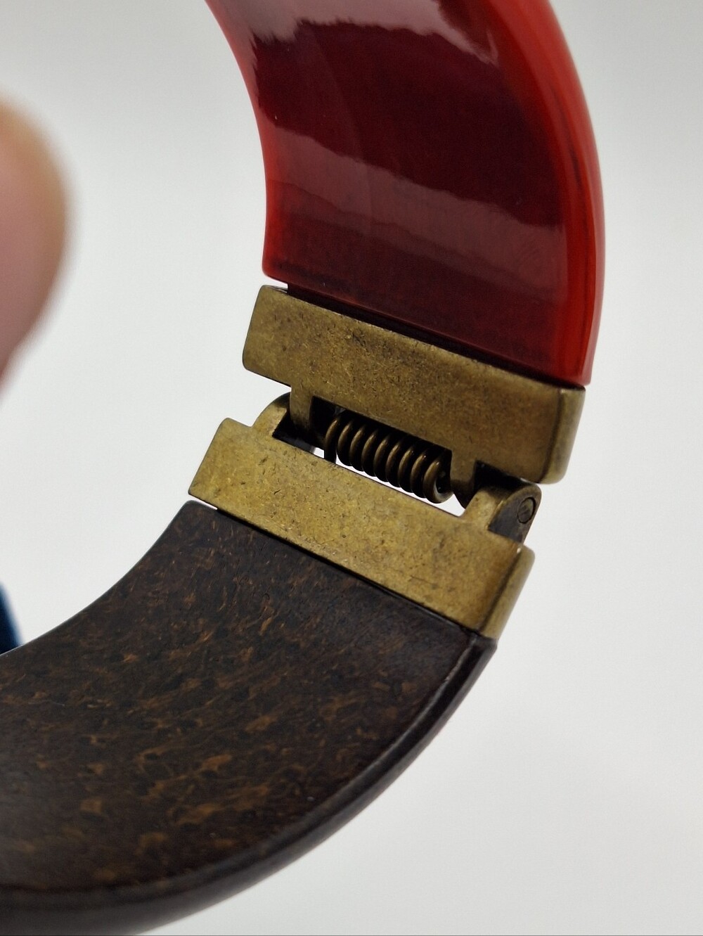 Premier Designs Red and Dark Brown Hinged Bangle Bracelet - Picture 6 of 10